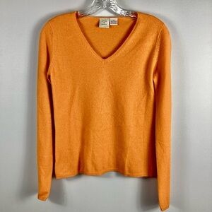 Olivia & Grace 100% Cashmere V-Neck‎ Sweater Orange Women’s Size XS